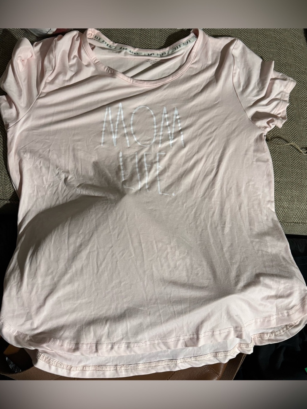 NWT Rae Dunn ‘MOM LIFE’ light pink short sleeve light weight lounge pajama top